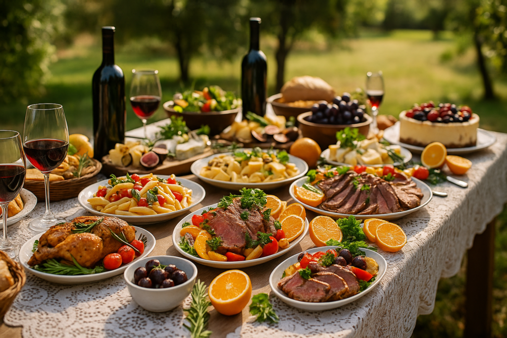 Prepared delicious food set on a table. Hire  A Chef Or 3 Reasons To Easily DIY
